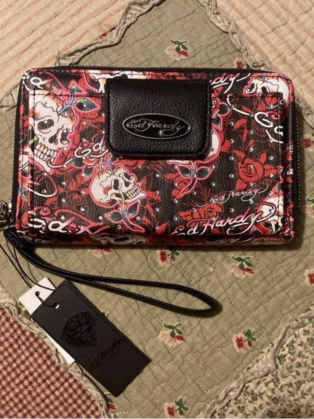 Ed Hardy Double Zip Wallet Wristlet